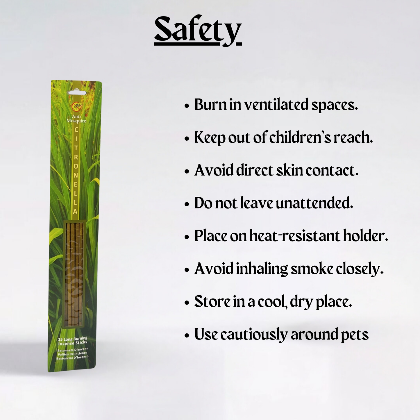 Citronella Anti-Mosquito Incense Sticks (16-Inch Long Sticks)