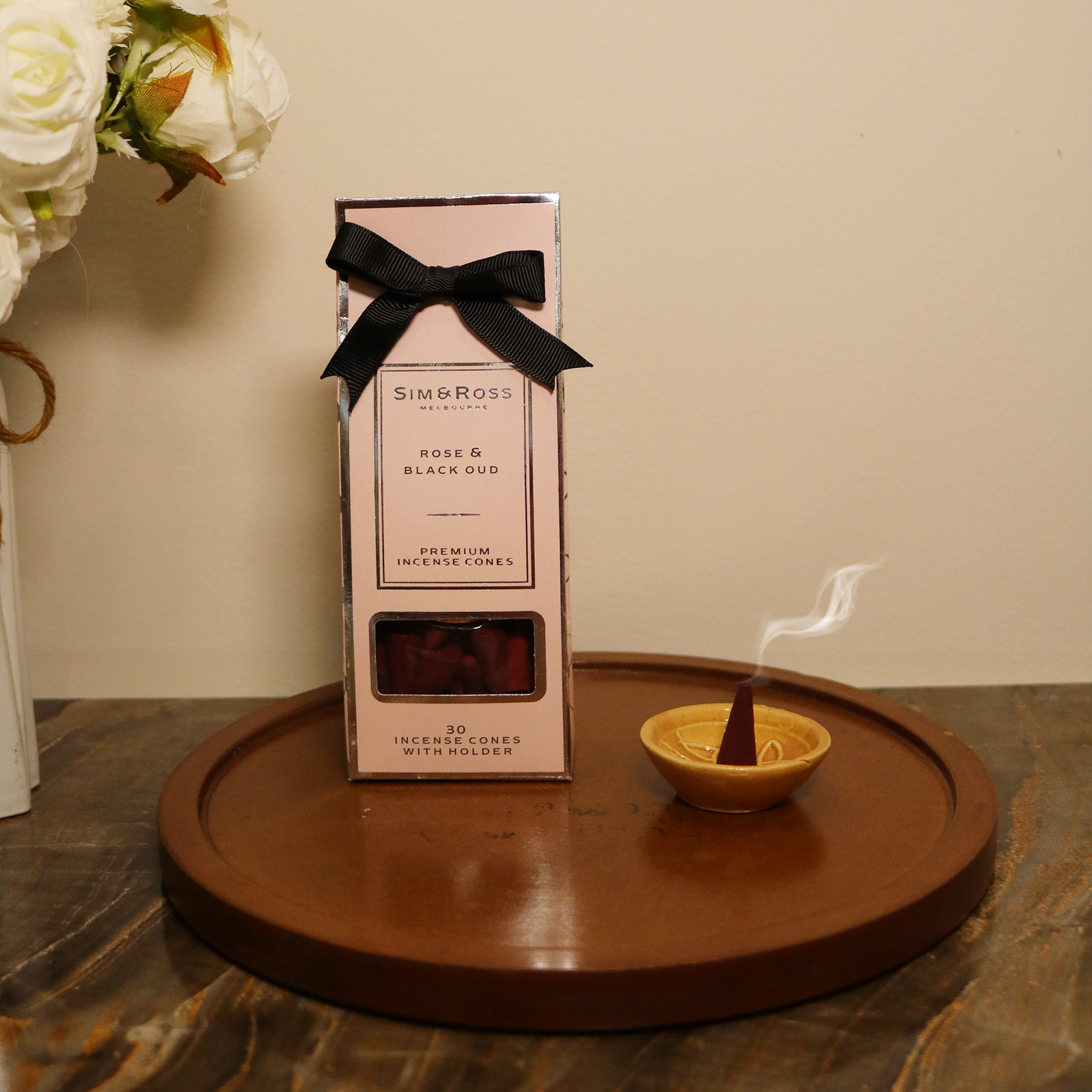 Incense Cones with Holder- Rose & Black Oud (Pack of 2)