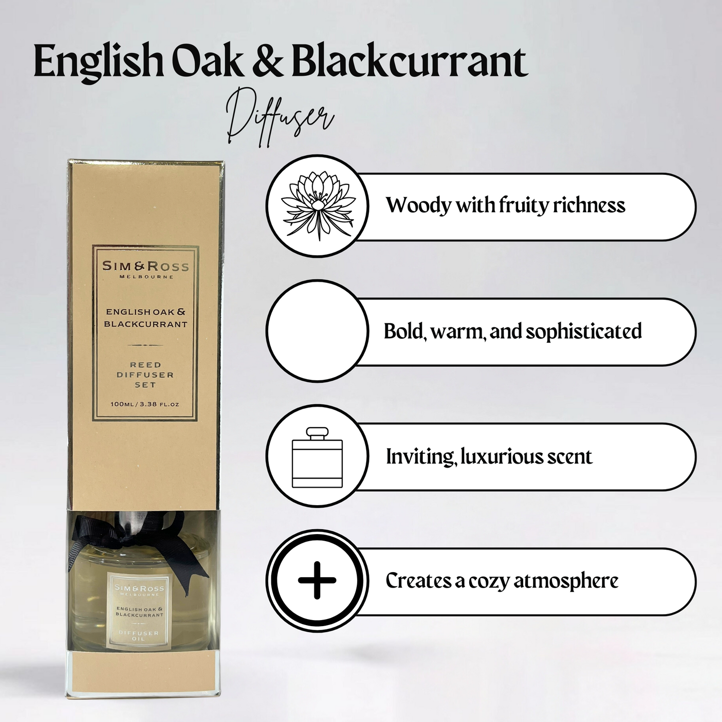 Reed Diffuser Set 100ml- English Oak & Blackcurrant