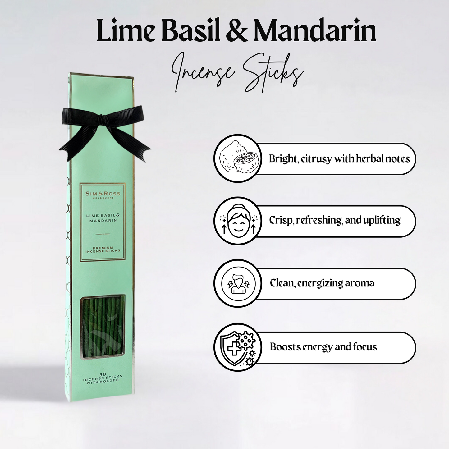 Incense Sticks with Holder- Lime Basil & Mandarin (Pack of 2)