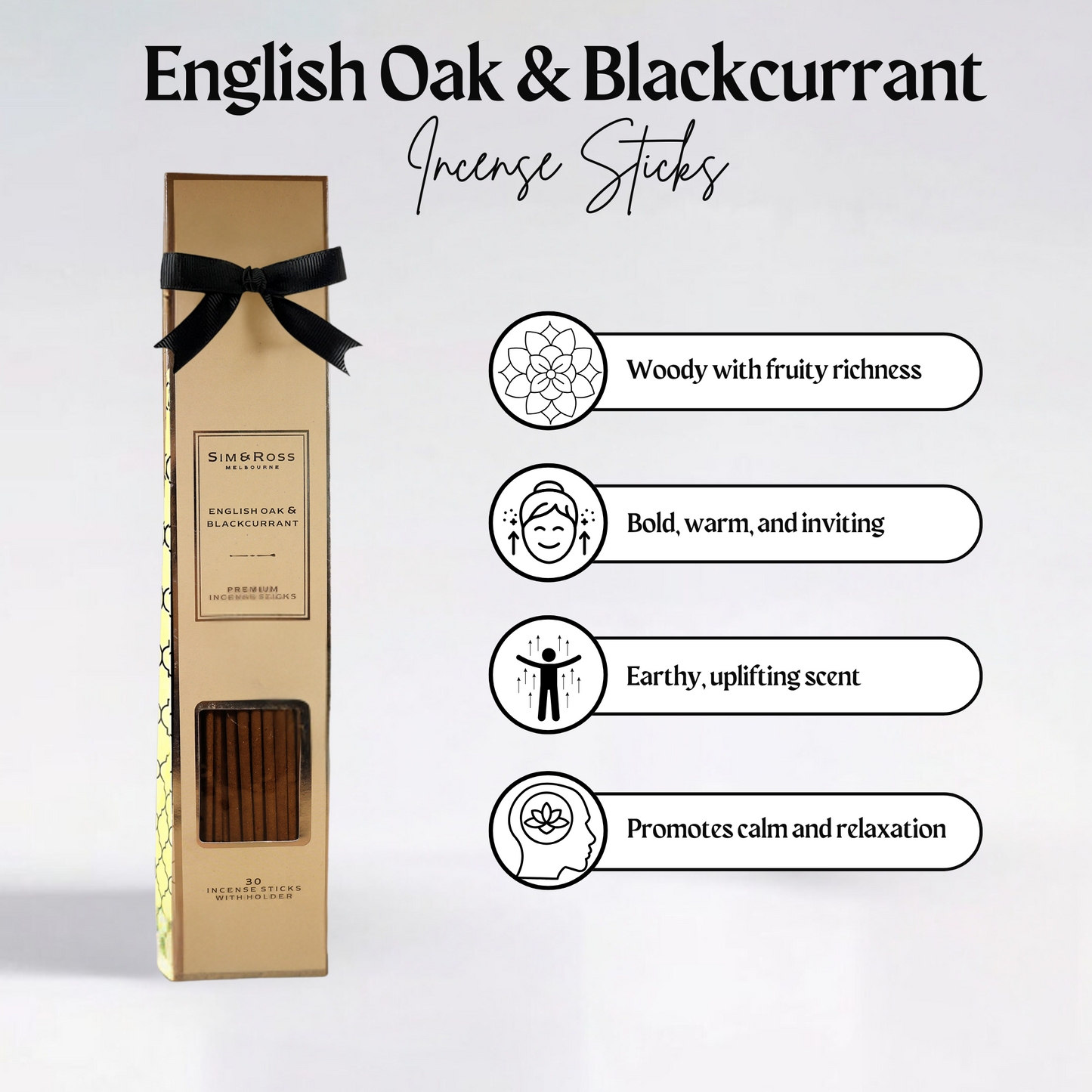 Incense Sticks with Holder- English Oak & Blackcurrant (Pack of 2)