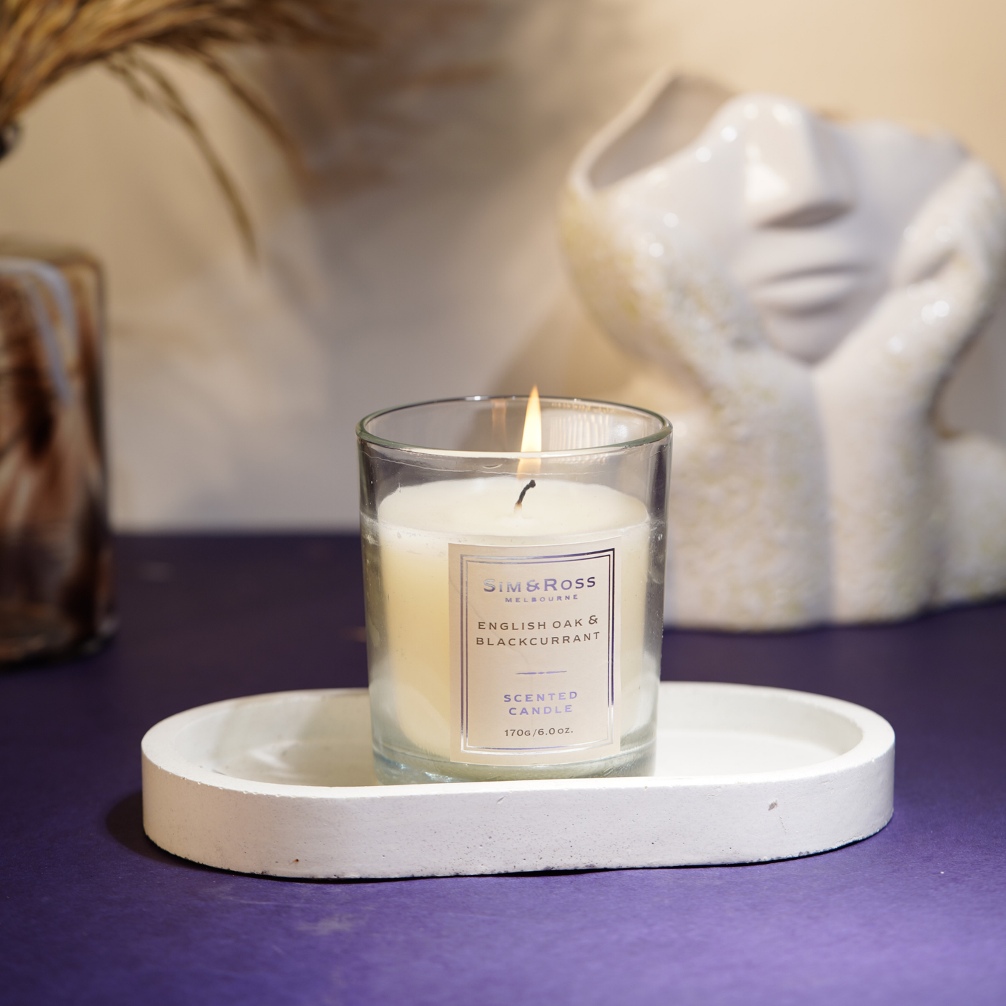 Scented Glass Candle (170g)- English Oak & Blackcurrant