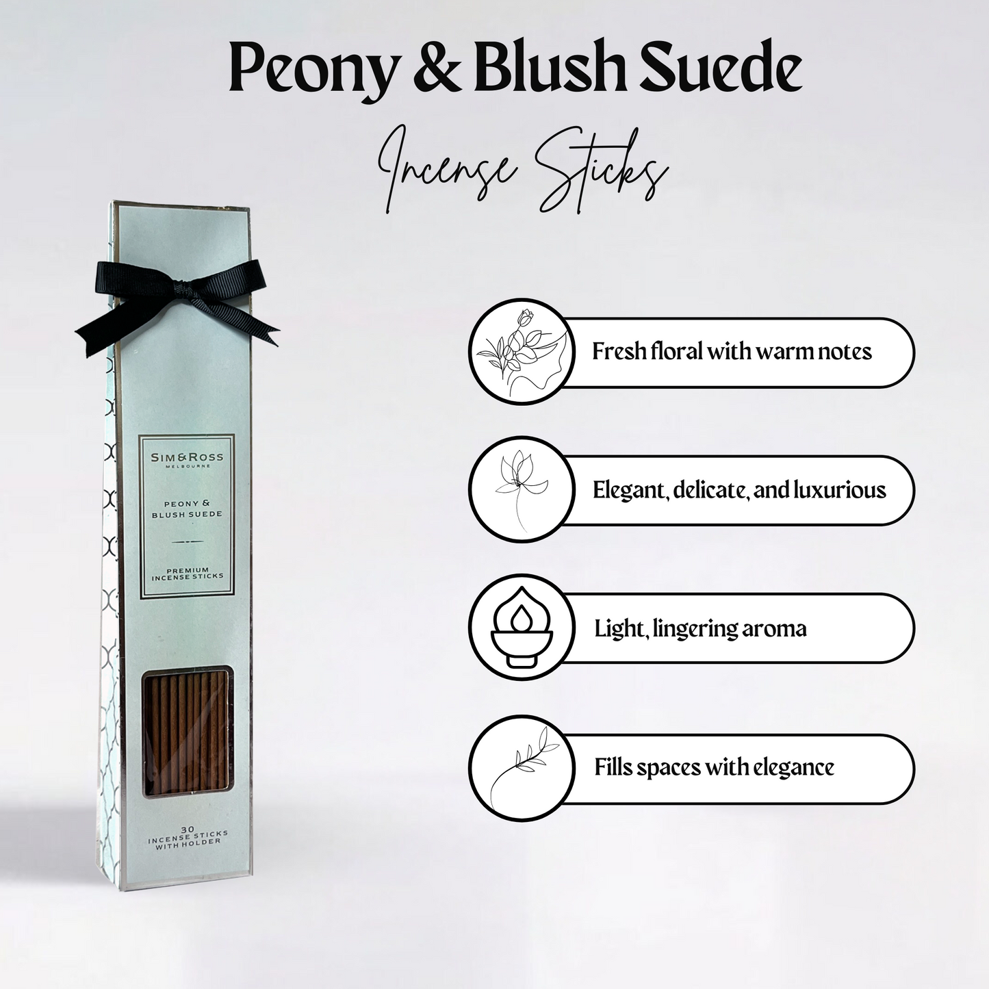 Incense Sticks with Holder- Peony & Blush Suede (Pack of 2)