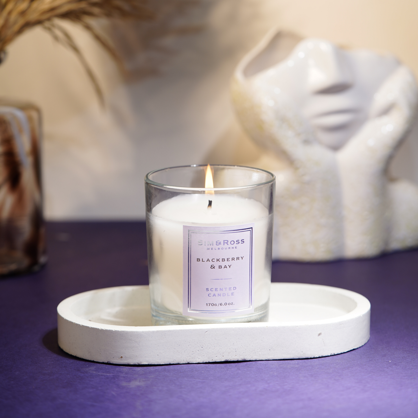 Scented Glass Candle (170g)- Blackberry & Bay
