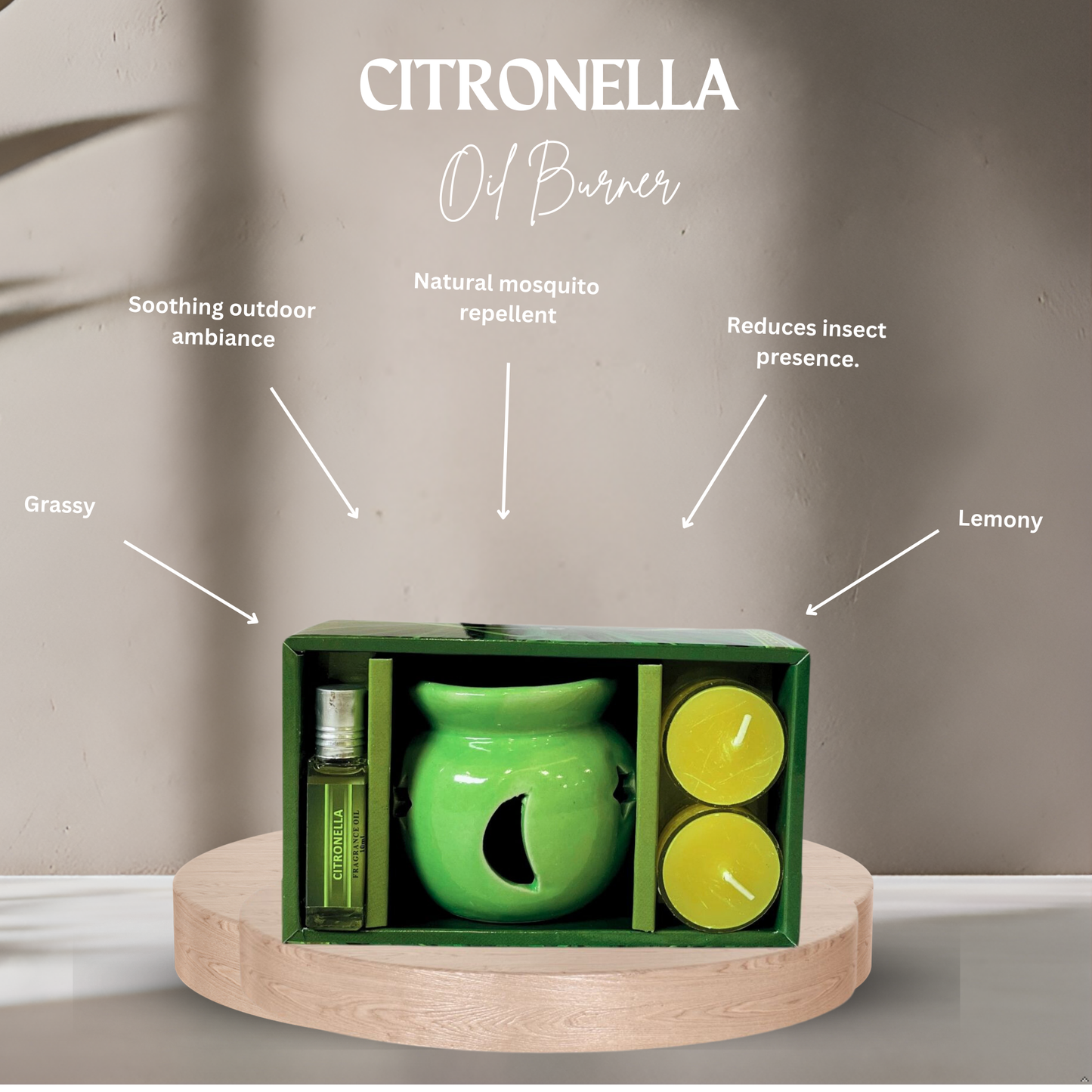 Ceramic Oil Burner Set- Citronella