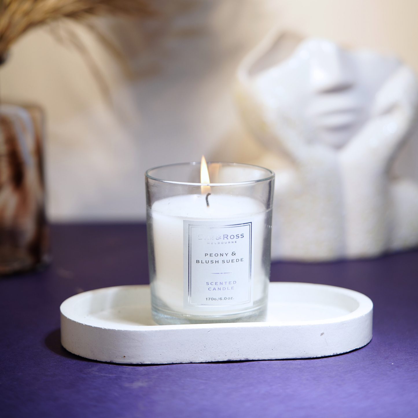 Scented Glass Candle (170g)- Peony & Blush Suede