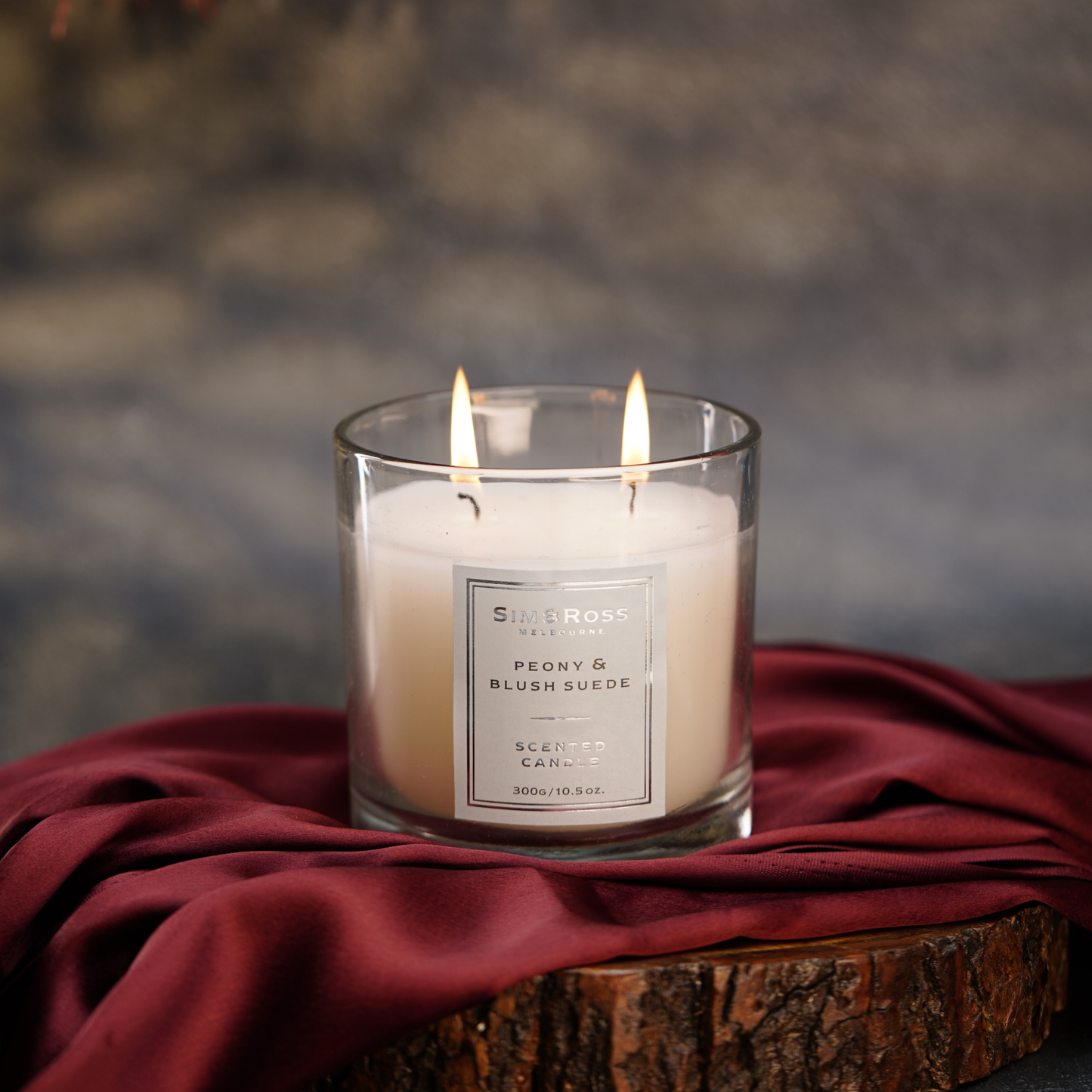 Scented Glass Candle (300g)- Peony & Blush Suede