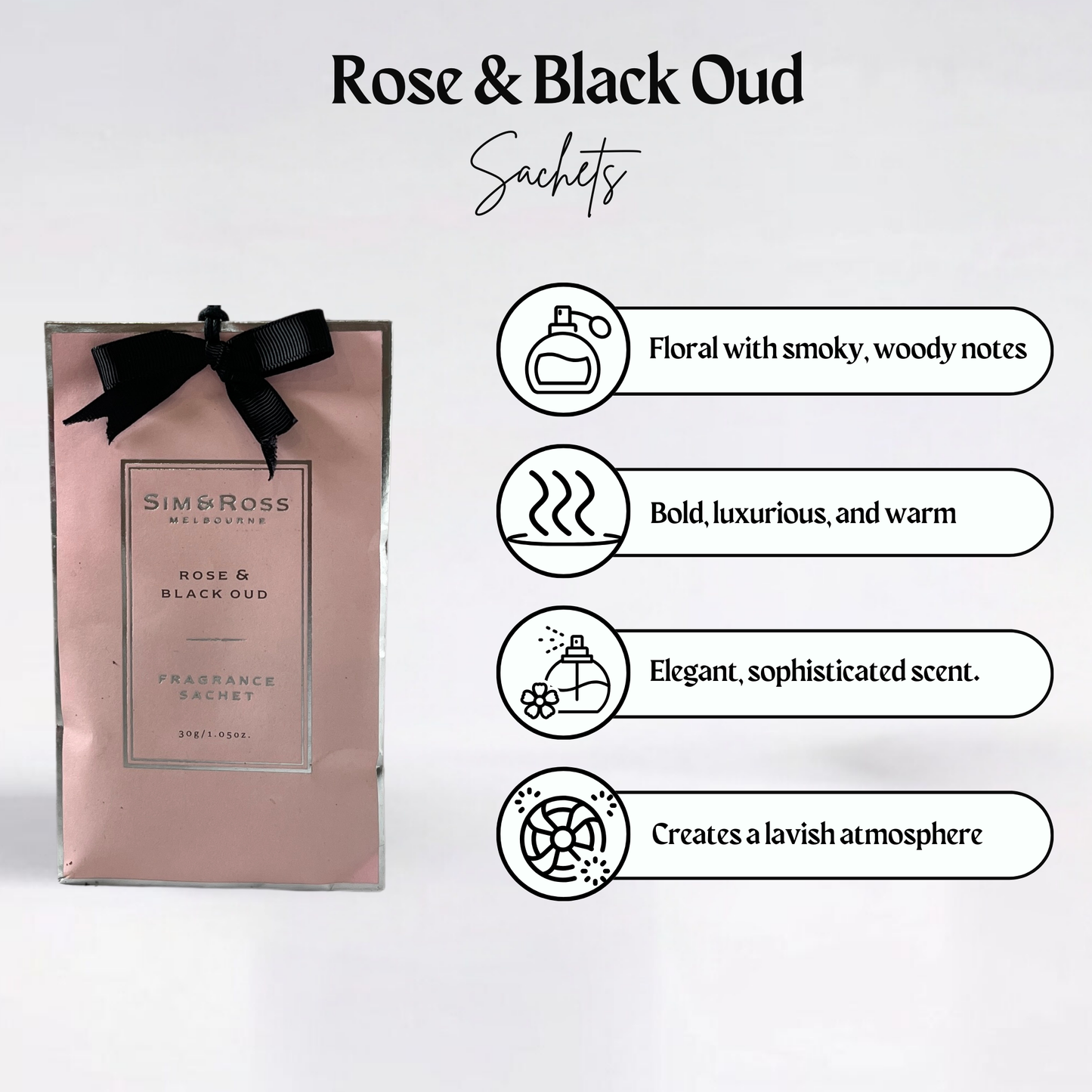 Sachets- Rose & Black Oud (Pack of 6)