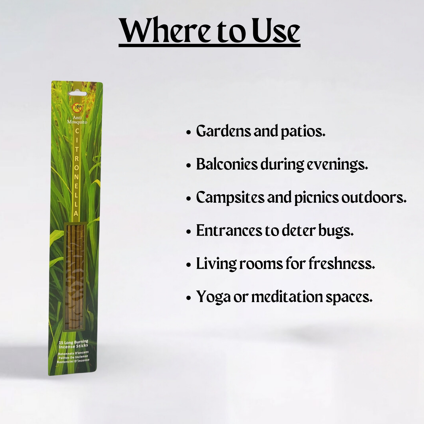 Citronella Anti-Mosquito Incense Sticks (16-Inch Long Sticks)