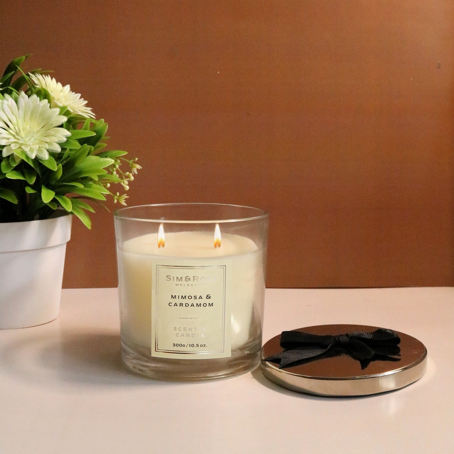 Scented Glass Candle (300g)- Mimosa & Cardamom