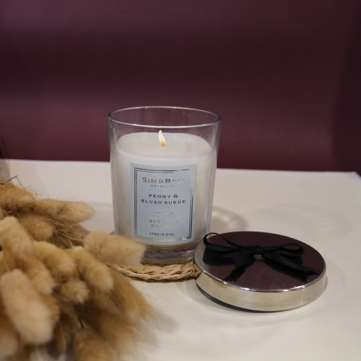 Scented Glass Candle (170g)- Peony & Blush Suede