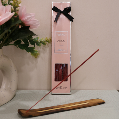 Incense Sticks with Holder- Rose & Black Oud (Pack of 2)