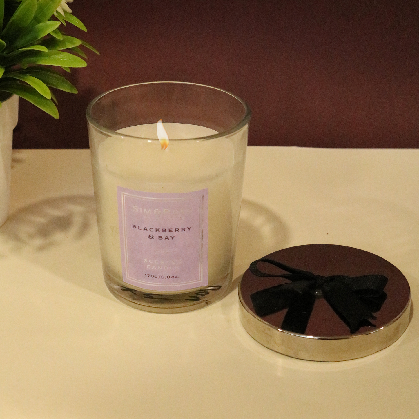 Scented Glass Candle (170g)- Blackberry & Bay