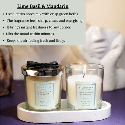 Scented Glass Candle (170g)- Lime Basil & Mandarin