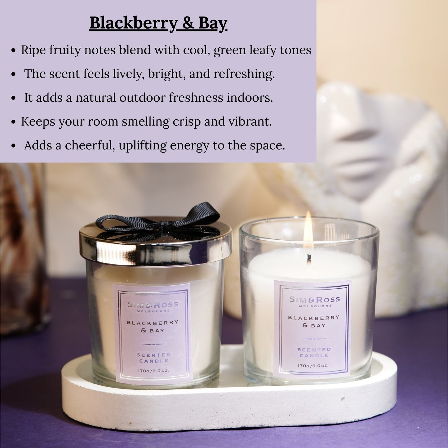 Scented Glass Candle (170g)- Blackberry & Bay