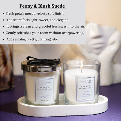 Scented Glass Candle (170g)- Peony & Blush Suede