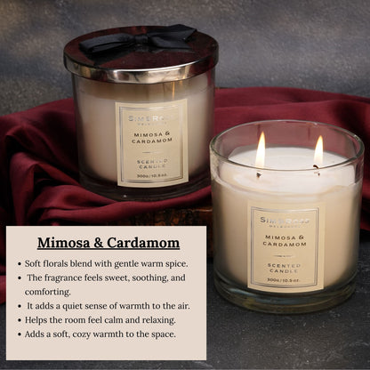 Scented Glass Candle (300g)- Mimosa & Cardamom