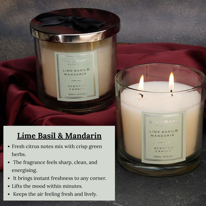 Scented Glass Candle (300g)- Lime Basil & Mandarin