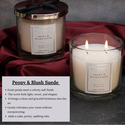 Scented Glass Candle (300g)- Peony & Blush Suede