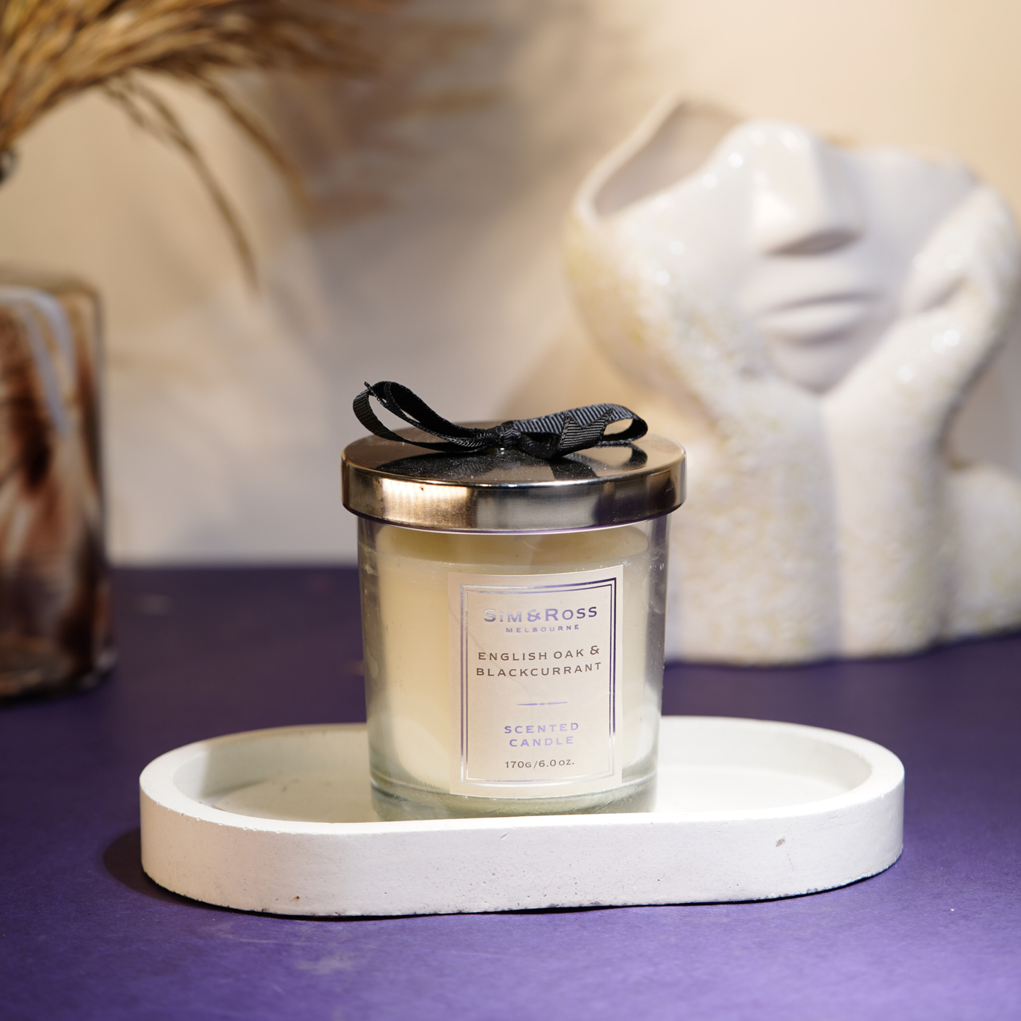 Scented Glass Candle (170g)- English Oak & Blackcurrant