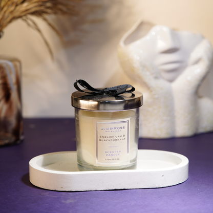 Scented Glass Candle (170g)- English Oak & Blackcurrant