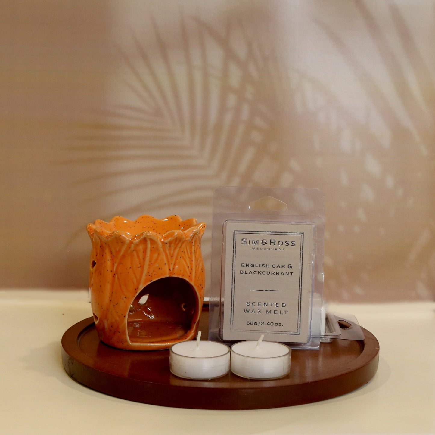 Ceramic Oil Burner Set- Sunset Orange