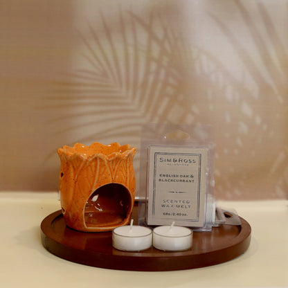 Ceramic Oil Burner Set- Sunset Orange