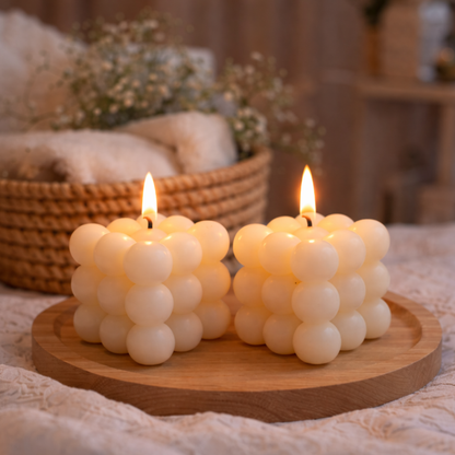 Bubble Candle Set of 2- Cream