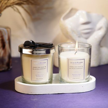 Scented Glass Candle (170g)- English Oak & Blackcurrant