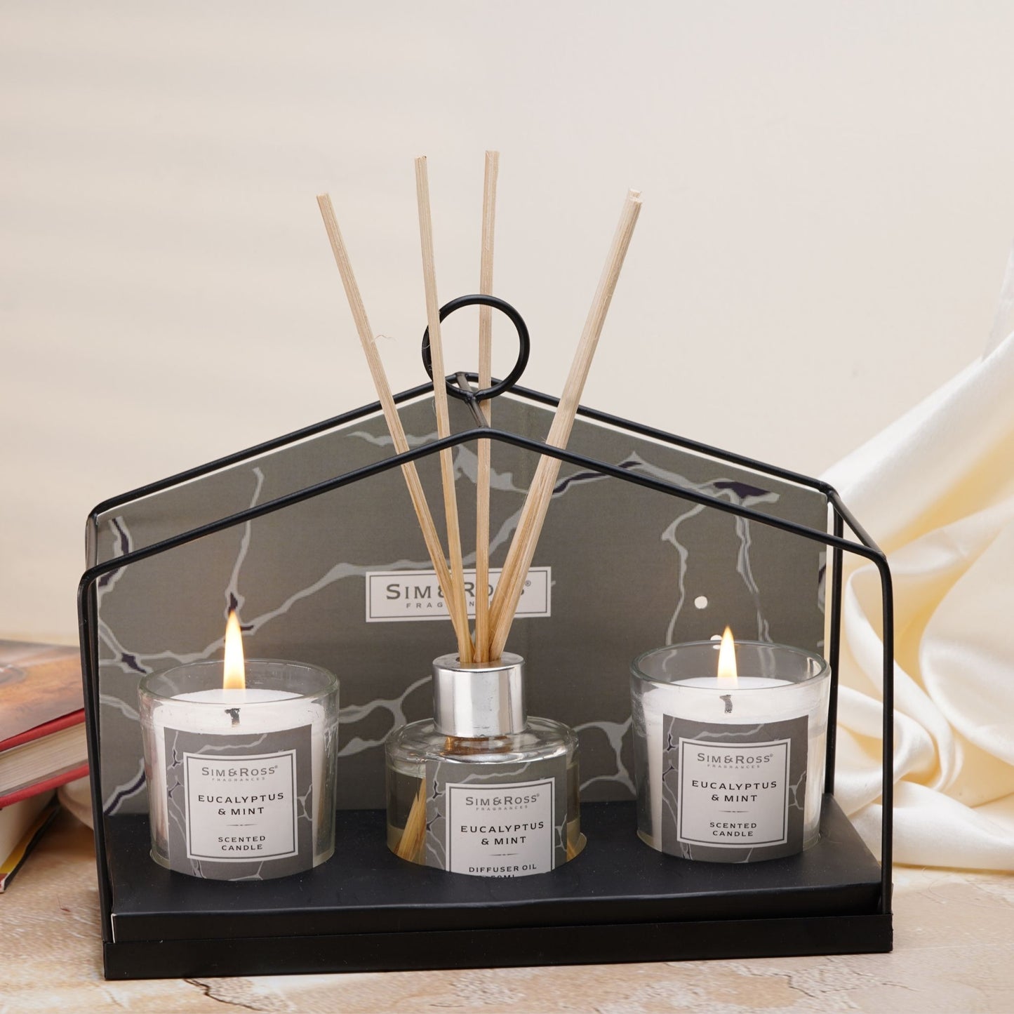 Sim & Ross Eucalyptus & Mint Fragrance Gift Set with Metal Stand