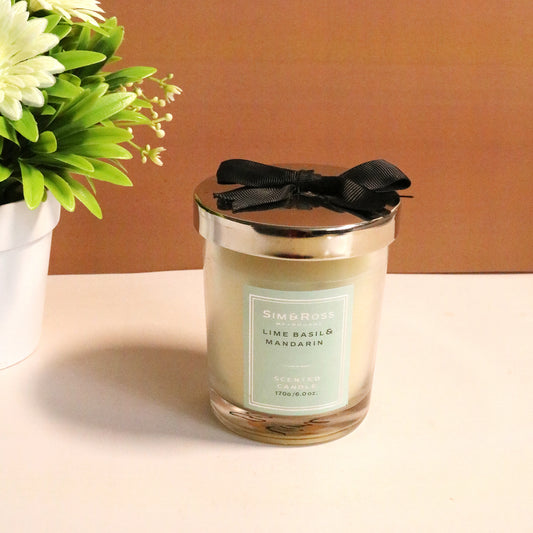 Scented Glass Candle (170g)- Lime Basil & Mandarin