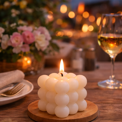 Bubble Candle Set of 2- Cream