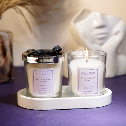 Scented Glass Candle (170g)- Blackberry & Bay