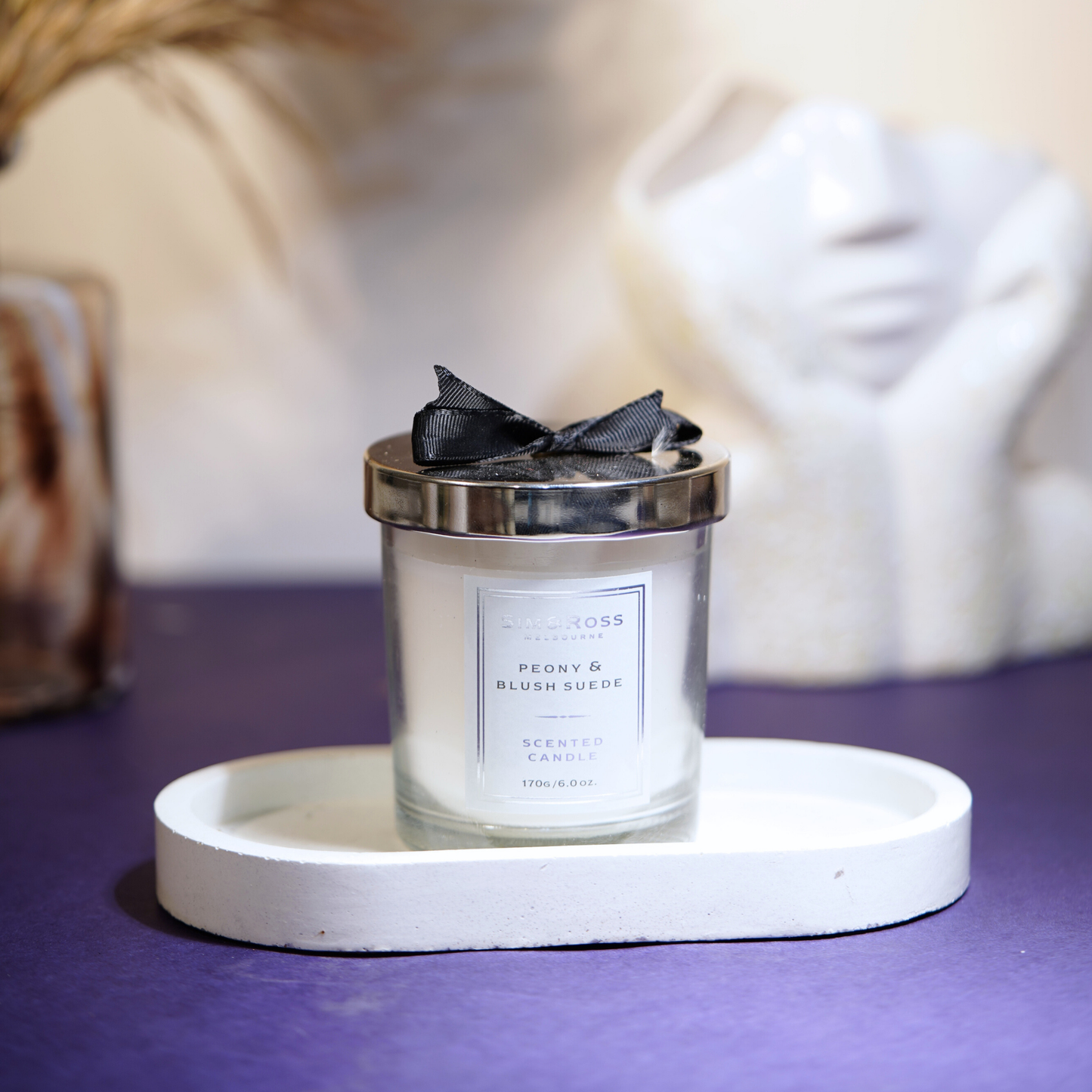 Scented Glass Candle (170g)- Peony & Blush Suede