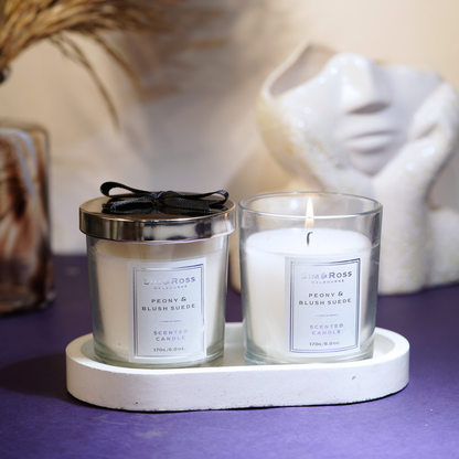 Scented Glass Candle (170g)- Peony & Blush Suede