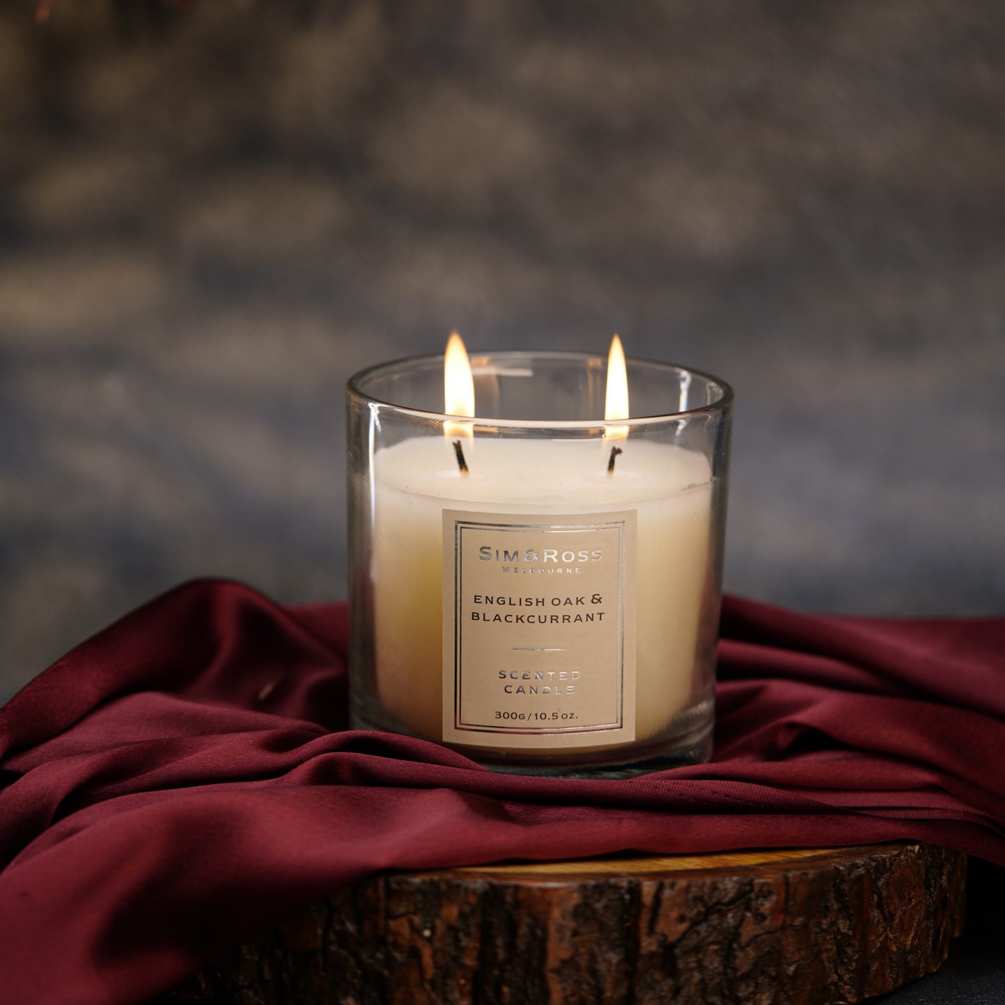 Scented Glass Candle (300g)- English Oak & Blackcurrant