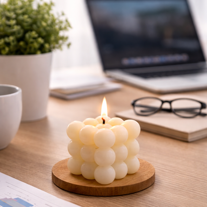 Bubble Candle Set of 2- Cream