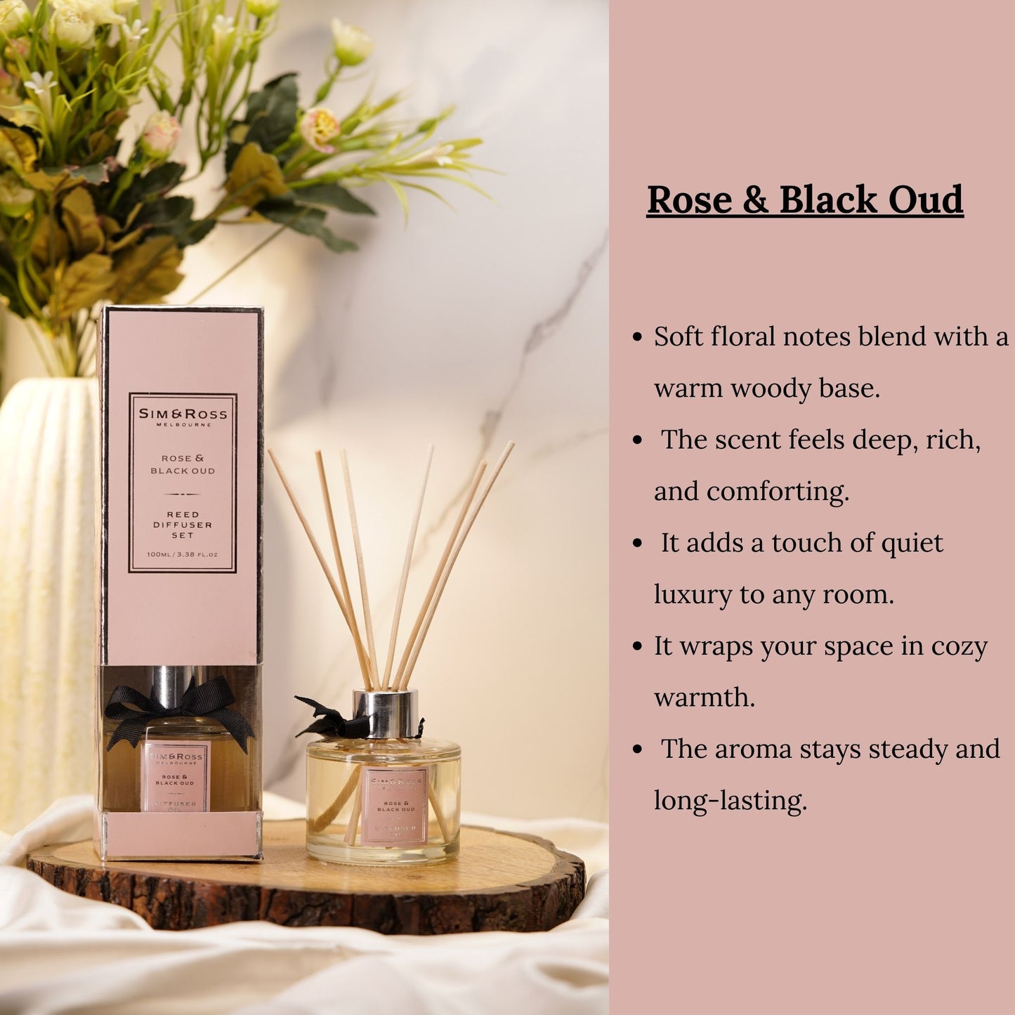 Reed Diffuser Set 100ml- Rose & Black Oud