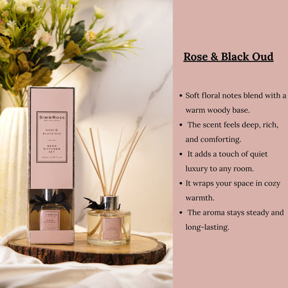 Reed Diffuser Set 100ml- Rose & Black Oud