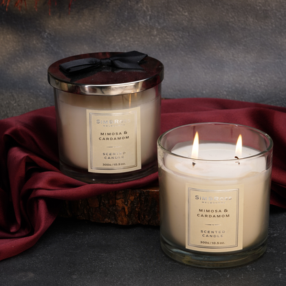 Scented Glass Candle (300g)- Mimosa & Cardamom