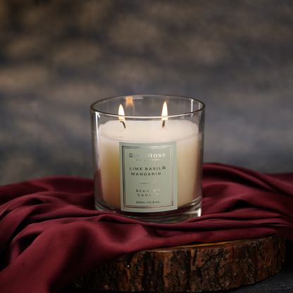 Scented Glass Candle (300g)- Lime Basil & Mandarin