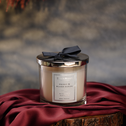 Scented Glass Candle (300g)- Peony & Blush Suede