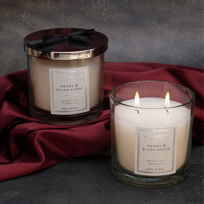 Scented Glass Candle (300g)- Peony & Blush Suede