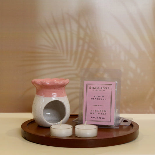 Ceramic Oil Burner Set- Ivory Rose