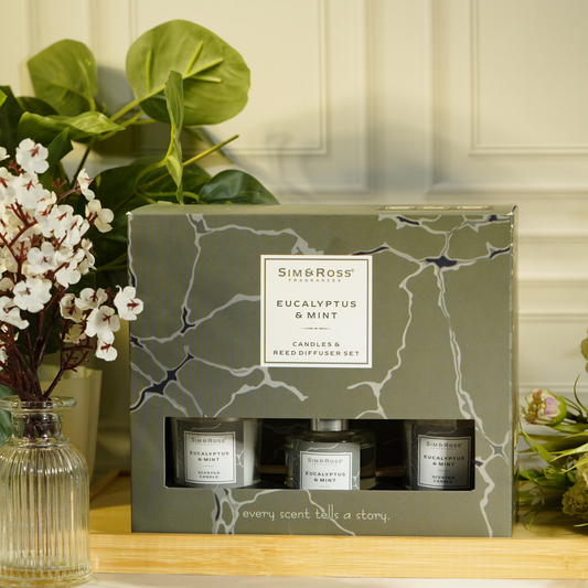 Sim & Ross Eucalyptus & Mint Fragrance Gift Set with Metal Stand