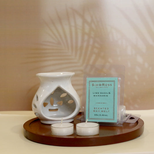 Ceramic Oil Burner Set- Senteur Blanc