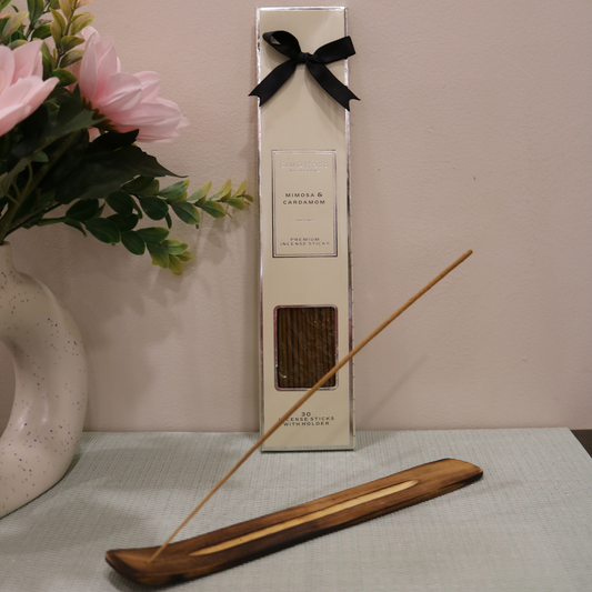 Incense Sticks with Holder- Mimosa & Cardamom (Pack of 2)