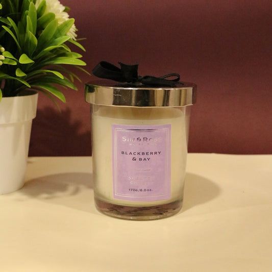 Scented Glass Candle (170g)- Blackberry & Bay