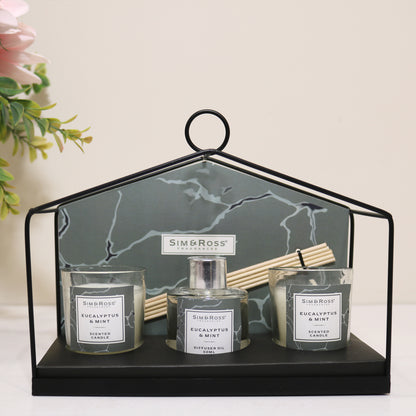 Sim & Ross Eucalyptus & Mint Fragrance Gift Set with Metal Stand