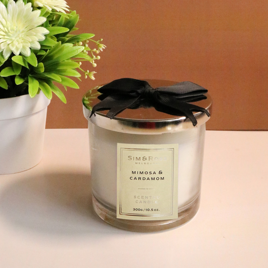 Scented Glass Candle (300g)- Mimosa & Cardamom
